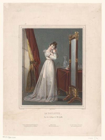 鏡の前に立つ若い女性 ラ・トワレ（オブジェクトのタイトル） 作： Nicolas Maurin