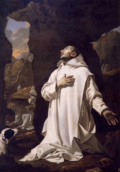砂漠で祈る聖ブルーノ、ニコラ・ミニャール作（1606-1668）、キャンバスに油彩、220x1445 cm 作： Nicolas Mignard