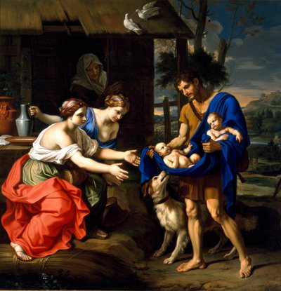 ロムルスとレムスを妻に連れてきた羊飼いのファウストラス 作： Nicolas Mignard