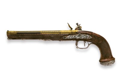 銀製のライフル付き火縄銃一対のうちの一つ、ヴェルサイユ宮殿 作： Nicolas Noel Boutet