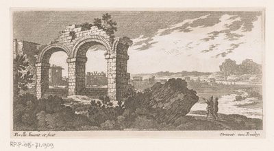 2 つのアーチのある廃墟のある風景 作： Nicolas Perelle