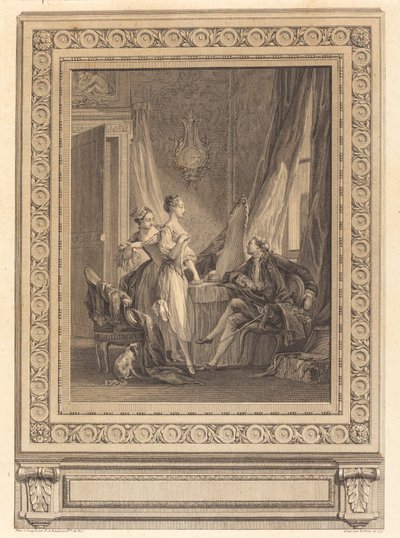 トイレ 作： Nicolas Ponce after Pierre Antoine Baudouin with border by Charles Nicolas Cochin II