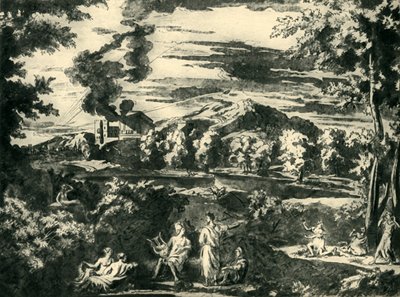 17世紀半ばの1943年、オルフェウスとエウリュディケのいる風景。 作： Nicolas Poussin