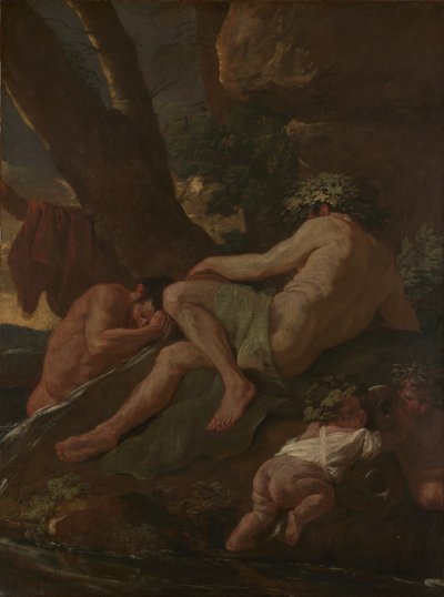 パクトルスの源でのミダスの洗浄、c.1627（キャンバスに油彩） 作： Nicolas Poussin