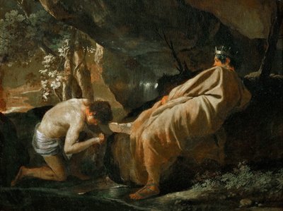 1627年頃、パクトロス川の源流にあるミダス。 作： Nicolas Poussin