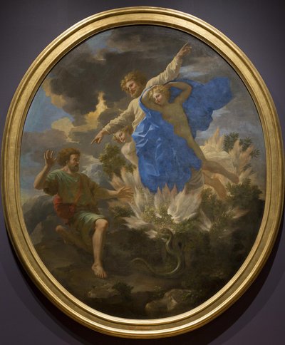 モーセと燃える茂み 作： Nicolas Poussin