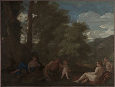 ニンフとサテュロスの愛c。 1625-1627。 作： Nicolas Poussin