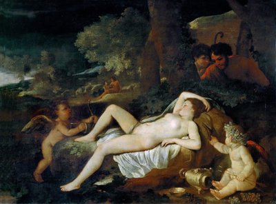 キューピッドで休んでいる金星、1624年頃。 作： Nicolas Poussin