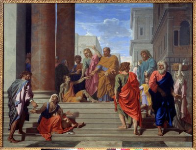 聖ペテロと聖ヨハネが跛行を繰り広げる 作： Nicolas Poussin