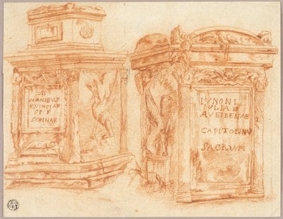 ローマ時代の円柱の基部に刻まれた文字のスケッチ 作： Nicolas Poussin