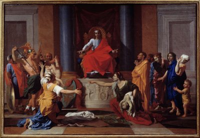 ソロモンの判断2人の女性が同じ子の母親のふりをします。NicolasPoussinによる絵画 作： Nicolas Poussin