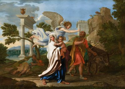 エジプトへの逃避、1657年頃。 作： Nicolas Poussin