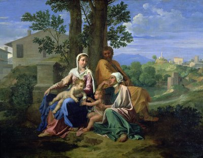 SSの聖家族。ジョン、エリザベスと幼児洗礼者ヨハネ 作： Nicolas Poussin