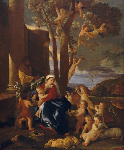バプテスマの聖ヨハネとの聖家族1627年。 作： Nicolas Poussin