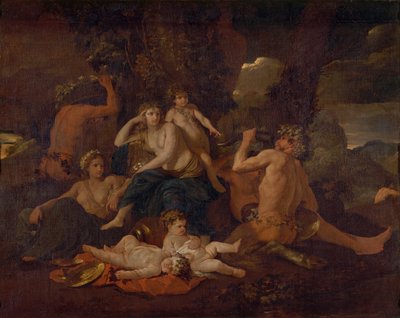 バッカスの幼少期、1630年頃 作： Nicolas Poussin