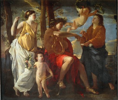 詩人のインスピレーション - 油彩・キャンバス 作： Nicolas Poussin