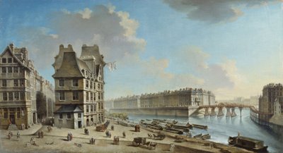 ラ・グレーヴ、サン＝ルイ島とポン・ルージュ、ラ・グレーヴ広場の眺め、1754年頃（油彩・カンヴァス） 作： Nicolas Raguenet