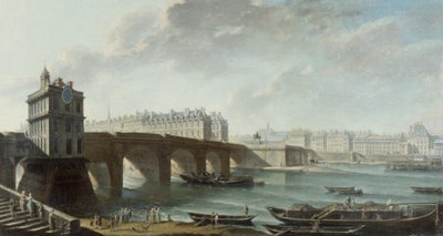 サマリテーヌのポンペ、ポン＝ヌフとシテ島、コンティ埠頭、ルーヴル美術館の眺め、1771年以前（油彩・カンヴァス） 作： Nicolas Raguenet