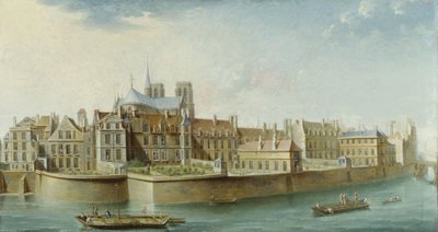 サン・ルイ島（オルレアン河岸）から見たノートルダム寺院、1753年（油彩・カンヴァス） 作： Nicolas Raguenet