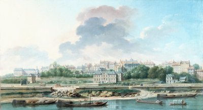 1757年、パッシー河岸と村、河岸からの眺め（油彩・カンヴァス） 作： Nicolas Raguenet