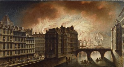 1772年のオテル・デューの火災、1772年頃、油彩・カンヴァス 作： Nicolas Raguenet