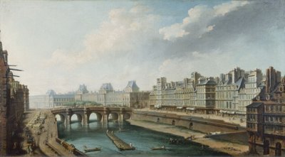 ケ・デ・グラン＝オーギュスタンから見たルーヴル美術館、ポン＝ヌフとオルフェーヴル通り、1760年頃（油彩・カンヴァス） 作： Nicolas Raguenet