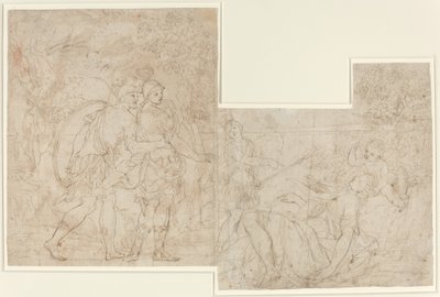 眠っている女性を発見する 3 人の兵士 作： Nicolas Raymond de La Fage