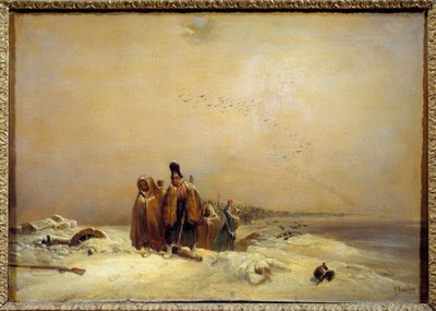 ロシア撤退ナポレオン戦争（1812年）のエピソード。ニコラ・トゥーサン・シャルレ（Toussaint-Charlet）の絵 作： Nicolas Toussaint Charlet