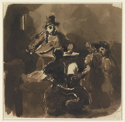 栗売りの火を囲む子供たち（？） 作： Nicolas Toussaint Charlet