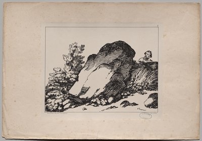 大きな岩のある風景 作： Nicolas Toussaint Charlet