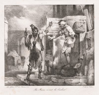 Charletによる石版スケッチ：色の前のフォーム、1823年。 作： Nicolas Toussaint Charlet