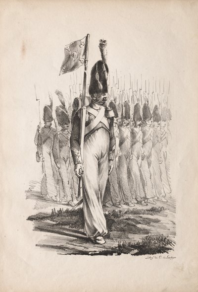 ミリタリーコスチューム：カラビナサージェント、一般ガイド、1817-1818年。 作： Nicolas Toussaint Charlet