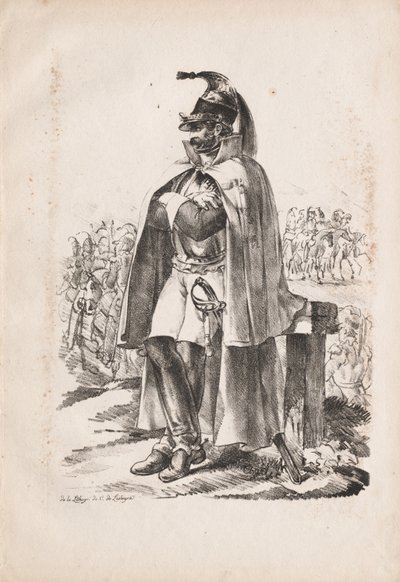 ミリタリーコスチューム：キャバリーマン、1814-1818年。 作： Nicolas Toussaint Charlet