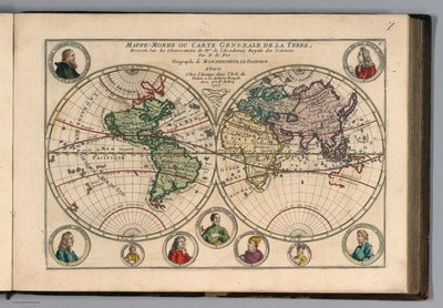 不思議なアトラス、すなわち天と地の一般的および特殊な地図に描かれた世界、p.18 作： ニコラス・デ・フェル