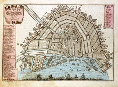 アムステルダムの地図。ニコラ・ド・フェル（1646-1720）によるアトラス、パリ1700年。 作： Nicolas de Fer