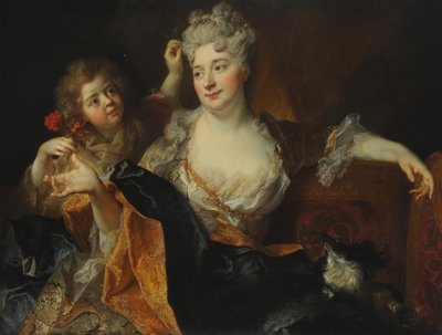 ラルジリエールのマルグリット＝エリザベートの森と息子ニコラの肖像 1712年頃 油彩・カンヴァス 作： Nicolas de Largillière