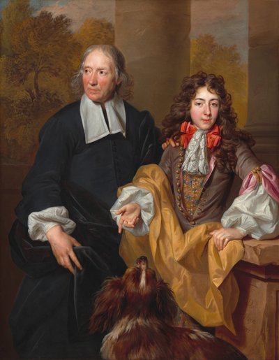 若い男と彼の家庭教師の肖像、1685年。 作： Nicolas de Largillière