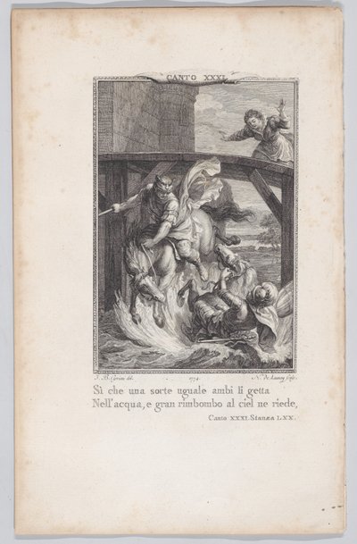 Canto 31, Stanza 70, from Orlando Furioso, 1774., 1774. 作： Nicolas de Launay