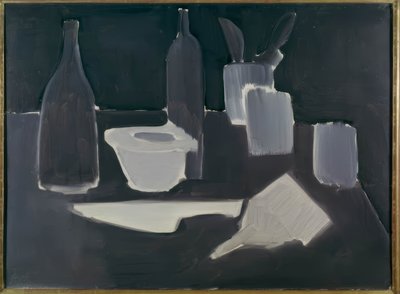 静物画、グリサイル 作： Nicolas de Staël