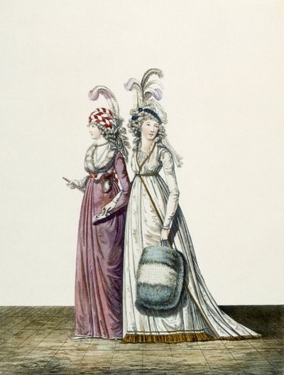 イブニングドレス、イチジク34とイチジク35、「ファッションのギャラリー」、1797年 作： Nicolaus von Heideloff