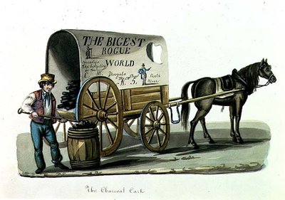 木炭の荷車」1840-44年頃（紙に水彩画 作： Nicolino Calyo