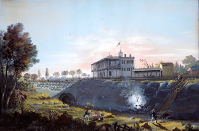 ハーレム鉄道のトンネルの眺め、1837年頃。 作： Nicolino Calyo