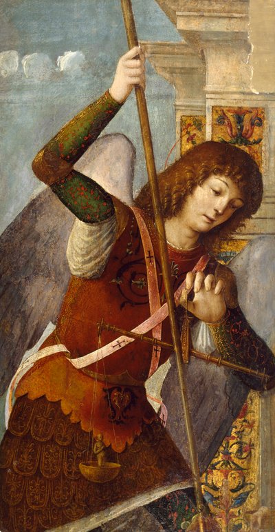 大天使ミカエルとの三連パネル、1490-1500 作： Nicolo Rondinelli