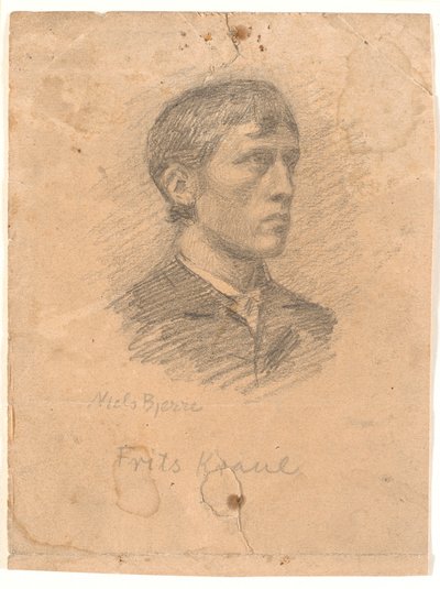 3/4 プロファイルの画家フリッツ クロール (1862-1935) の肖像 作： Niels Jakob Jakobsen Bjerre