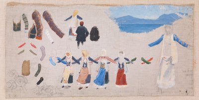 踊る女性、衣装のディテール、風景 作： Niels Skovgaard