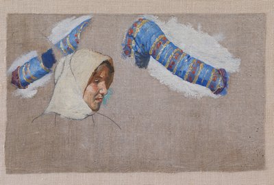 衣装の研究と女性の頭の研究。 メガラ 作： Niels Skovgaard