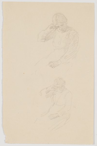 座っている若い女の子の 2 つの研究 作： Niels Skovgaard