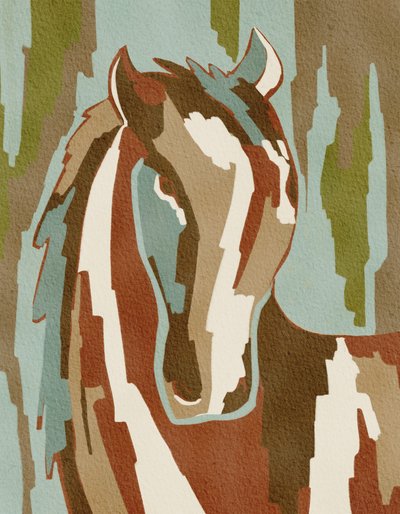 抽象的な馬の肖像画 作： 