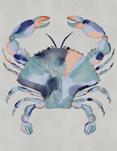 沿岸のブルークラブを描いた絵画 作： Nikita Jariwala