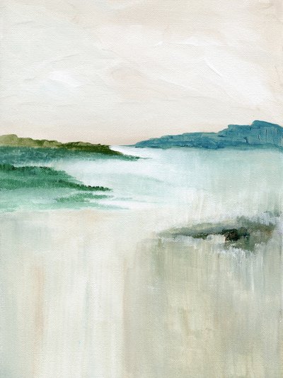 霧の立ち込める海岸の抽象画 作： Nikita Jariwala